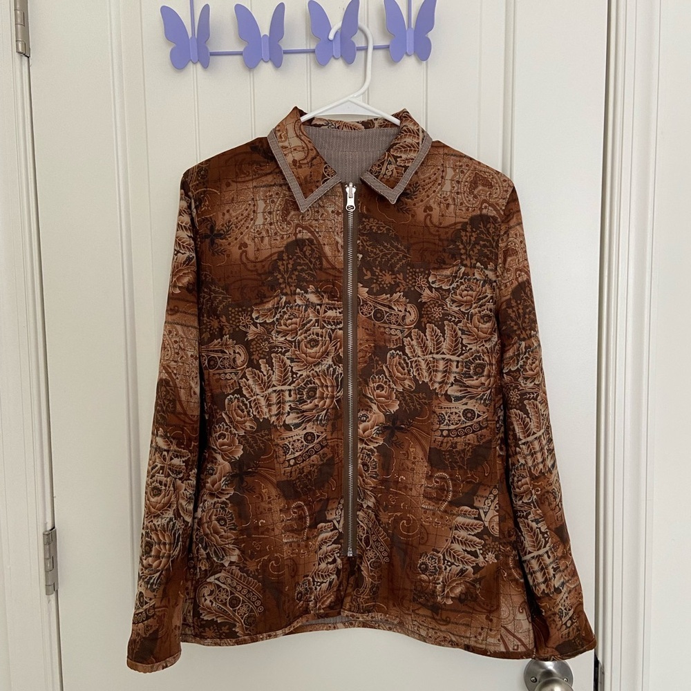 NWOT |‎ Women’s animal print full zip front collared fashion jacket medium